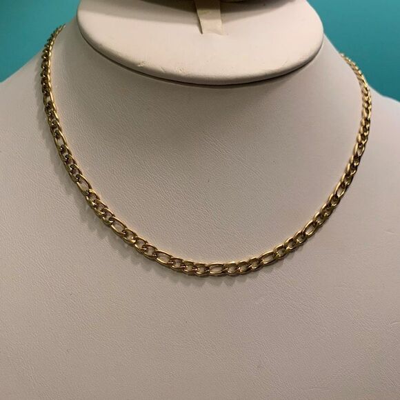 Chain necklace, new, no tags, real gold over stainless, 17 in., classic, la… - Picture 1 of 16
